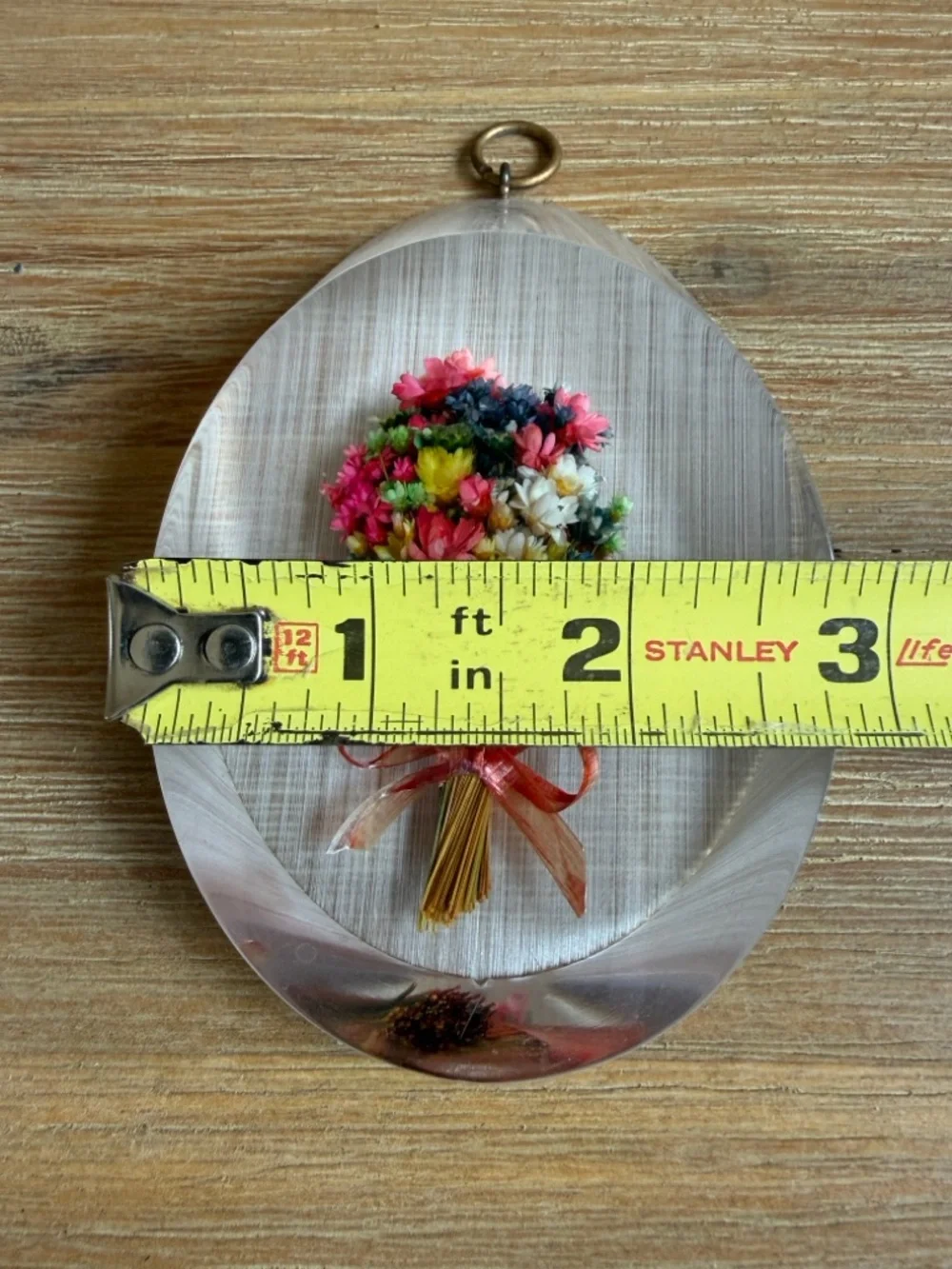 Vintage Dried Flower Resin Wall Hanging Oval Floral Retro Cottagecore Decor Art